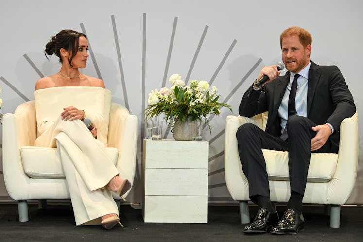 Meghan, Duchess of Sussex and Prince Harry, Duke of Sussex speak onstage at The Archewell Foundation...