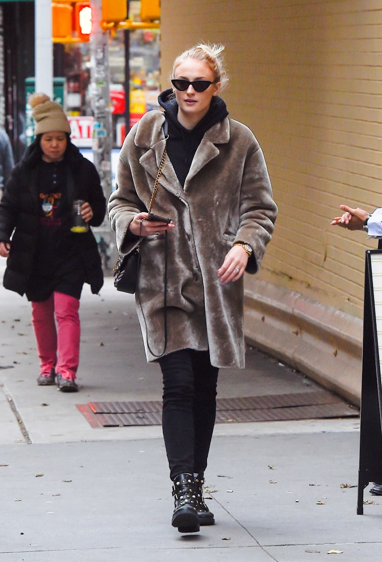 NEW YORK, NY - DECEMBER 17:  Actress Sophie Turner walks in soho  on December 17, 2018 in New York C...