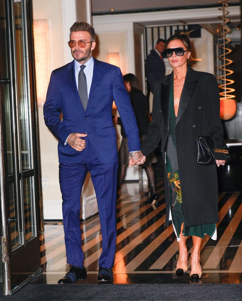 David Beckham and Victoria Beckham are seen on October 11, 2022 in New York City. 