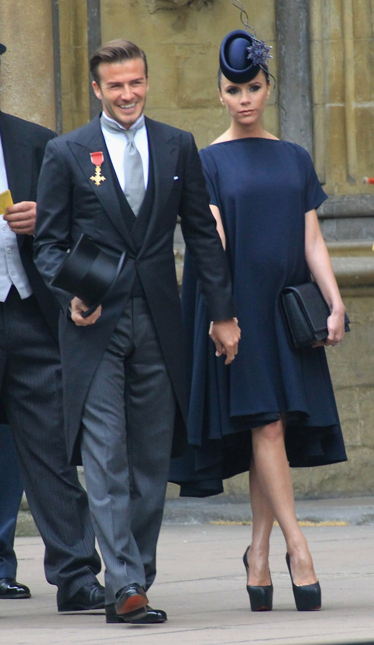 David Beckham and Victoria Beckham arrive to attend the Royal Wedding of Prince William to Catherine...