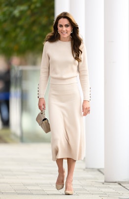 Kate Middleton Ditches Her Colorful Power Suits For a Muted Knit Set