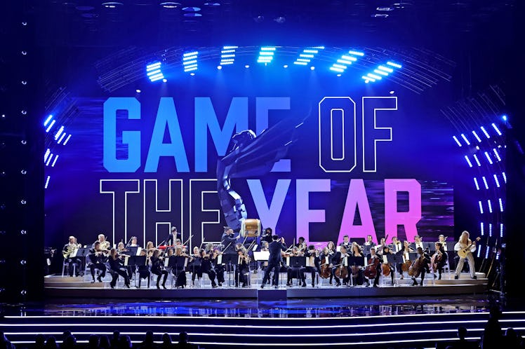 The Game of the Year award is presented onstage during The Game Awards 2021 at Microsoft Theater.
