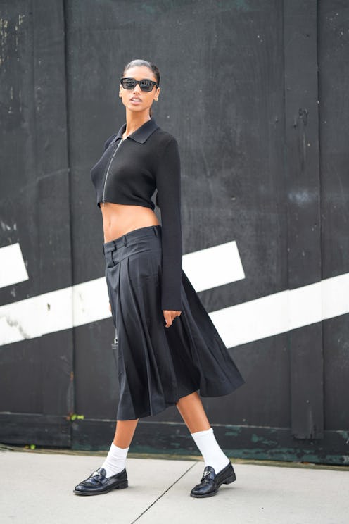 how to wear socks and loafers street style