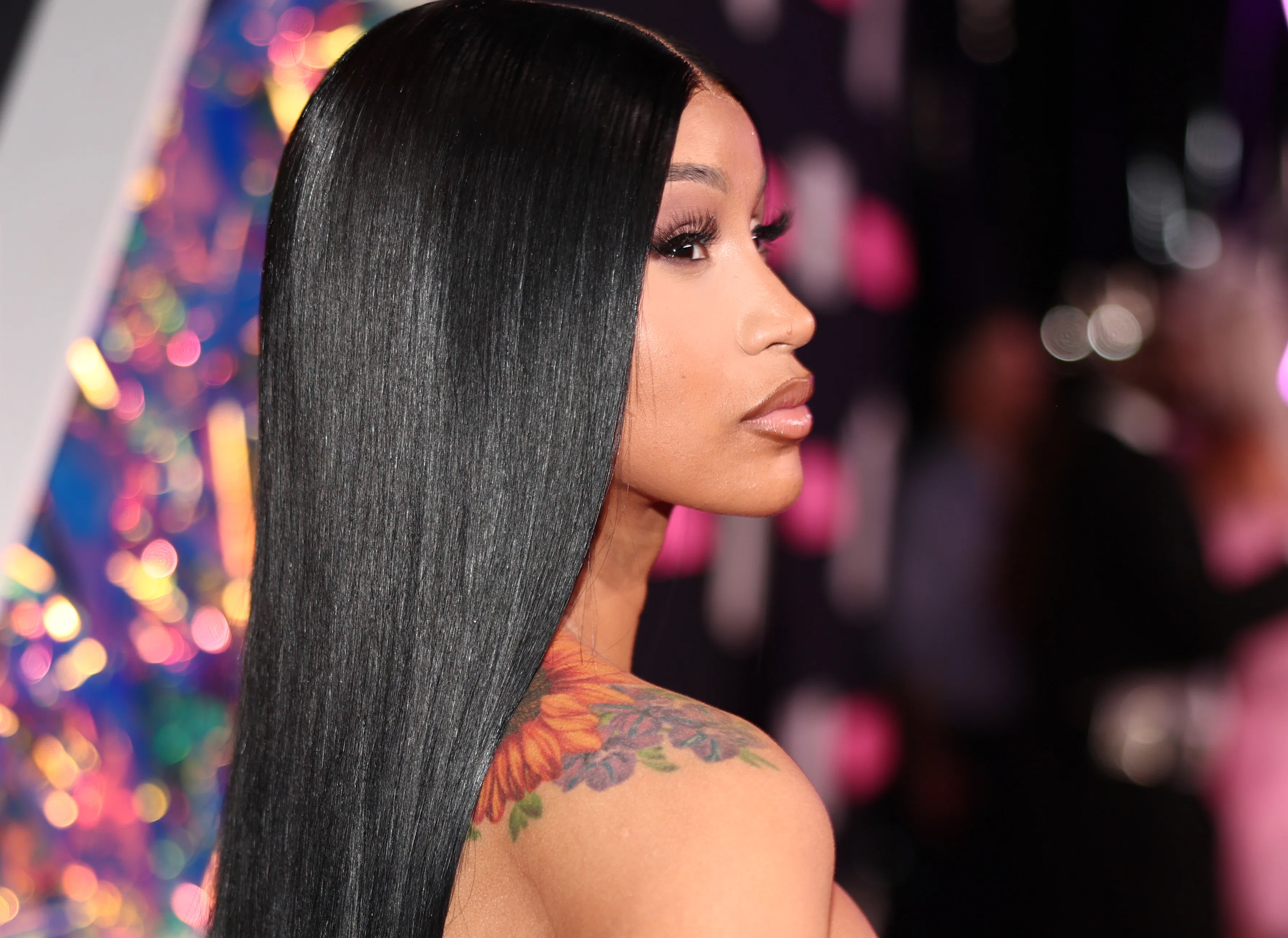 Cardi B's Curly Birthday Updo & Bedazzled Nails Were Larger Than Life