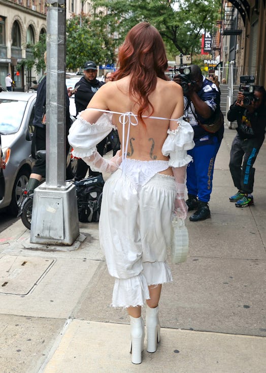 Julia Fox wears an all-white outfit to the “Sherri Show” on October 12, 2023 in New York City.