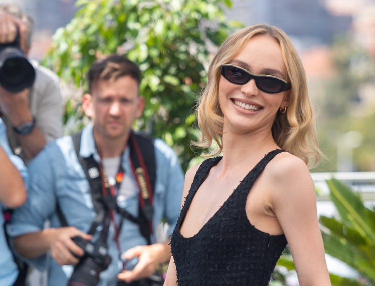 Lily-Rose Depp attends "The Idol" photocall at the 76th annual Cannes film festival at Palais des Fe...