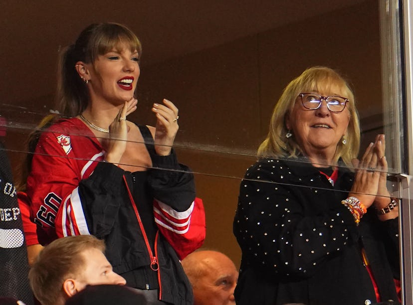 Taylor Swift watches the Kansas City Chiefs play the Denver Broncos with Donna Kelce
