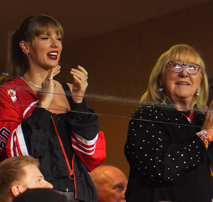 Taylor Swift watches the Kansas City Chiefs play the Denver Broncos with Donna Kelce