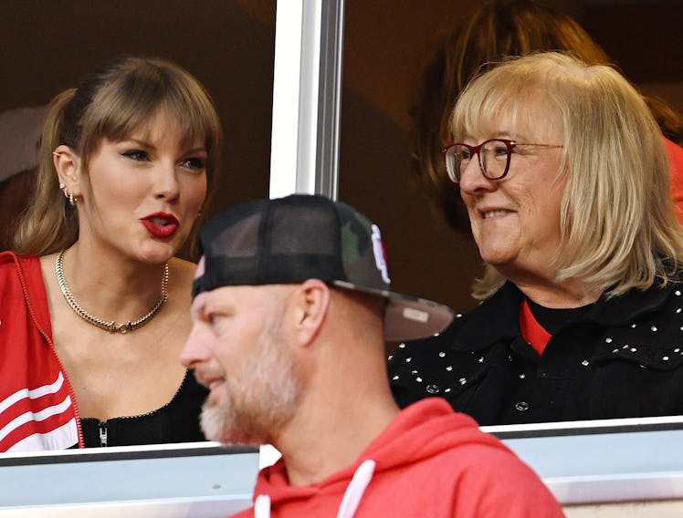 Taylor Swift and Donna Kelce watching the Chiefs Vs. Broncos.