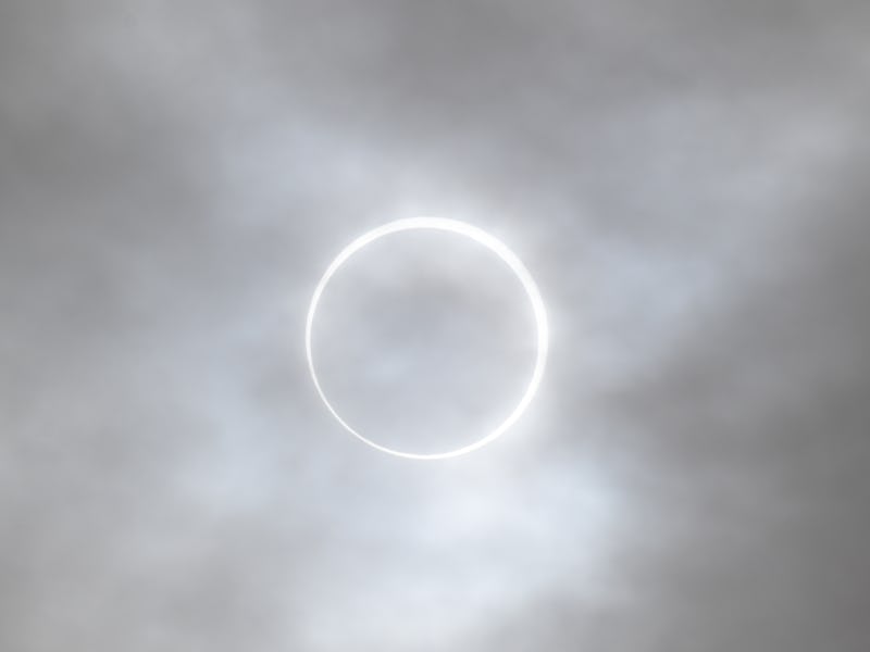 .NEVADA, USA - OCTOBER 14: Annular Solar Eclipse is seen in Winnemucca, Nevada, United States on Oct...