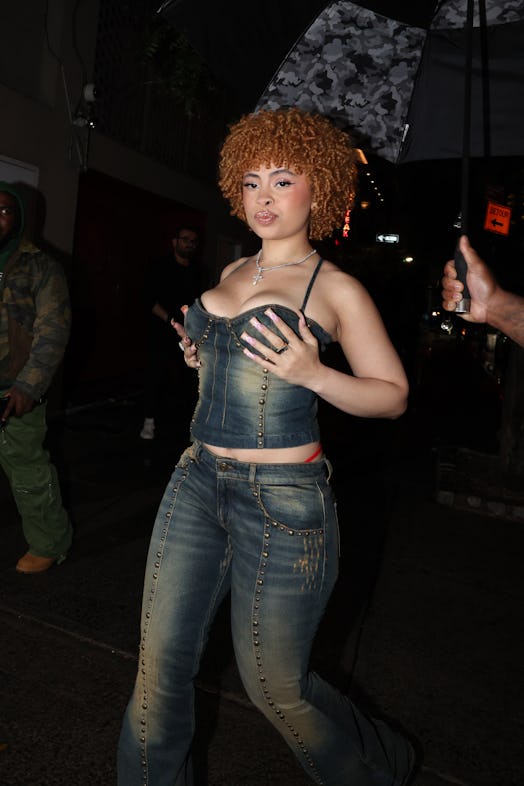 Ice Spice’s duck nails with French tips at CATCH Steak on October 14, 2023 in New York City.