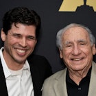 BEVERLY HILLS, CA - NOVEMBER 18:  Author Max Brooks (L) and his father, actor Mel Brooks attend The ...