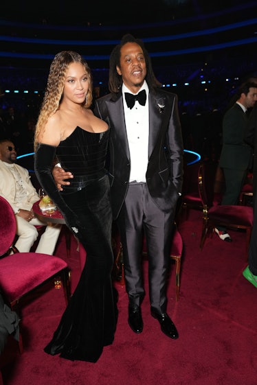 Beyoncé and Jay-Z attend the 65th GRAMMY Awards at Crypto.com Arena on February 05, 2023 in Los Ange...
