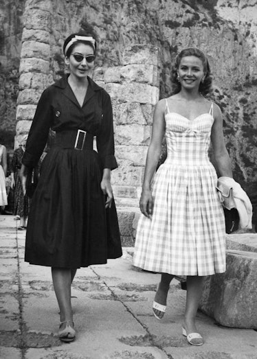 Maria Callas and Athina Livanos Onassis in Greece, 1959.