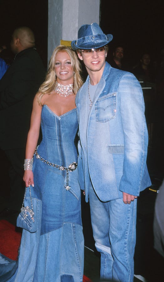 Britney Spears & Justin Timberlake of NSYNC at the Shrine Auditorium in Los Angeles, CA (Photo by Je...