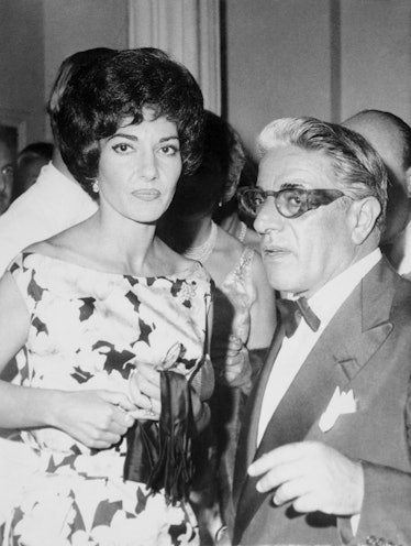 Maria Callas and Greek shipping owner Aristotle Onassis spends a night out at the International Spor...
