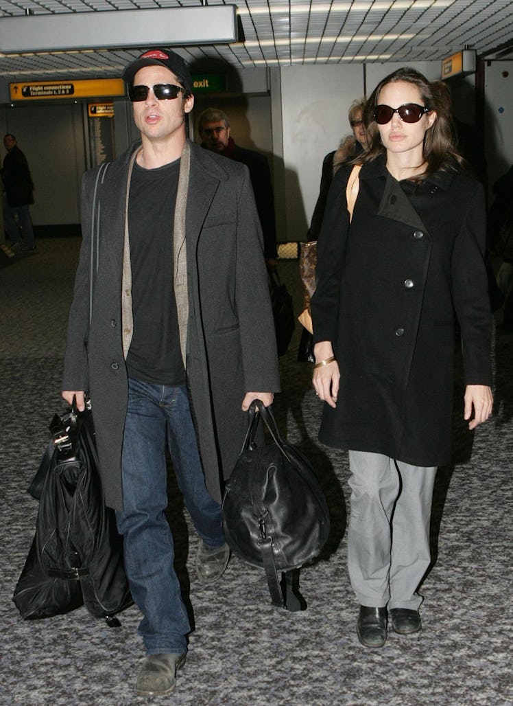 Brad Pitt and Angelina Jolie at Heathrow Airport after flying from Zurich, Saturday January 28, 2006...