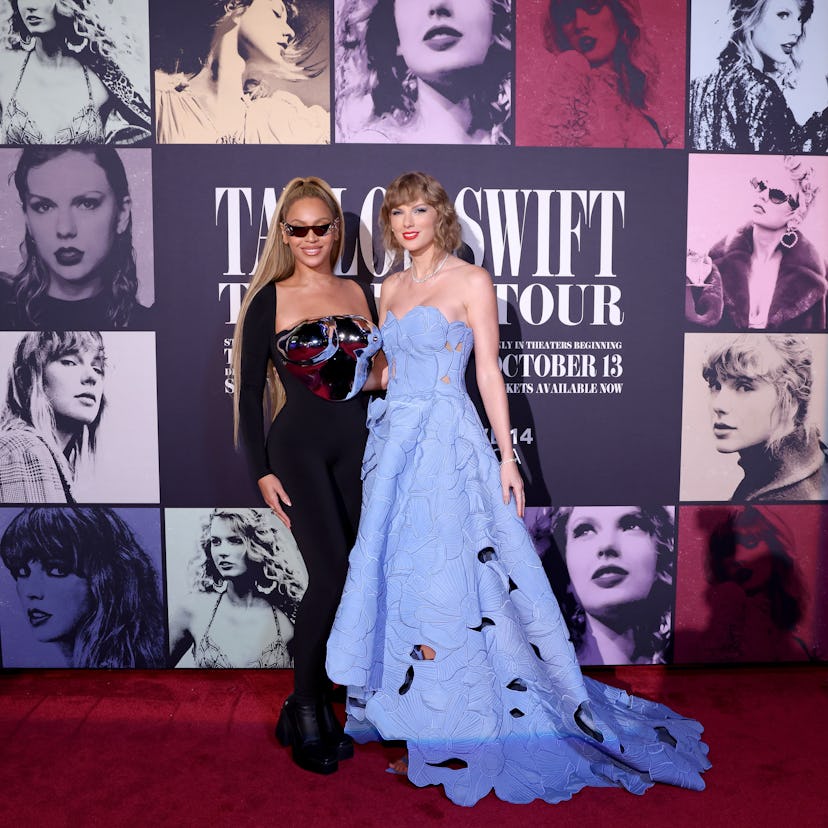 Beyoncé and Taylor Swift attend the "Taylor Swift: The Eras Tour" Concert Movie World Premiere