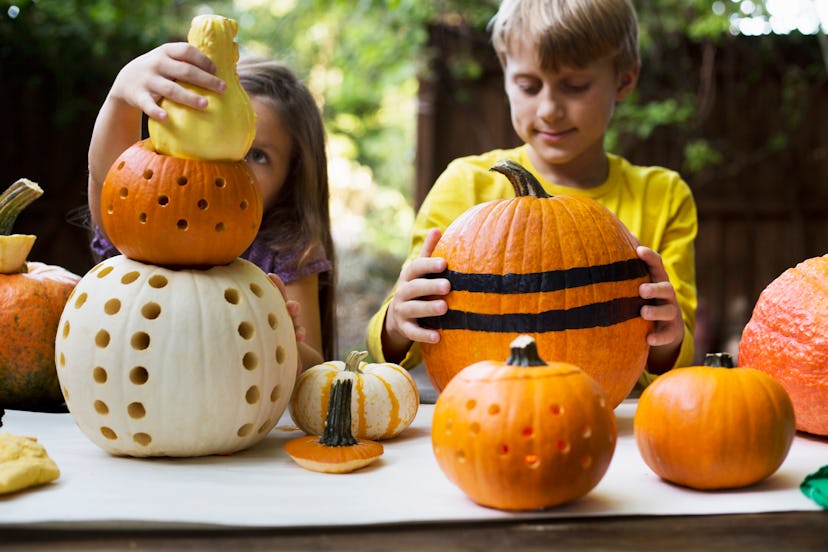 drill pumpkins to create an easy jack o lantern design