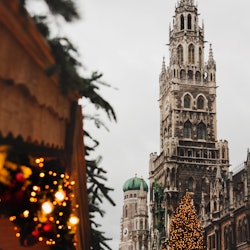 Detail of one of the stalls located in Marienplatz during Christmas market in 2018.