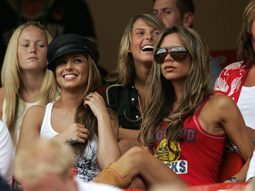 Cheryl, Coleen Rooney, and Victoria Beckham at the FIFA World Cup Group B match between England and ...