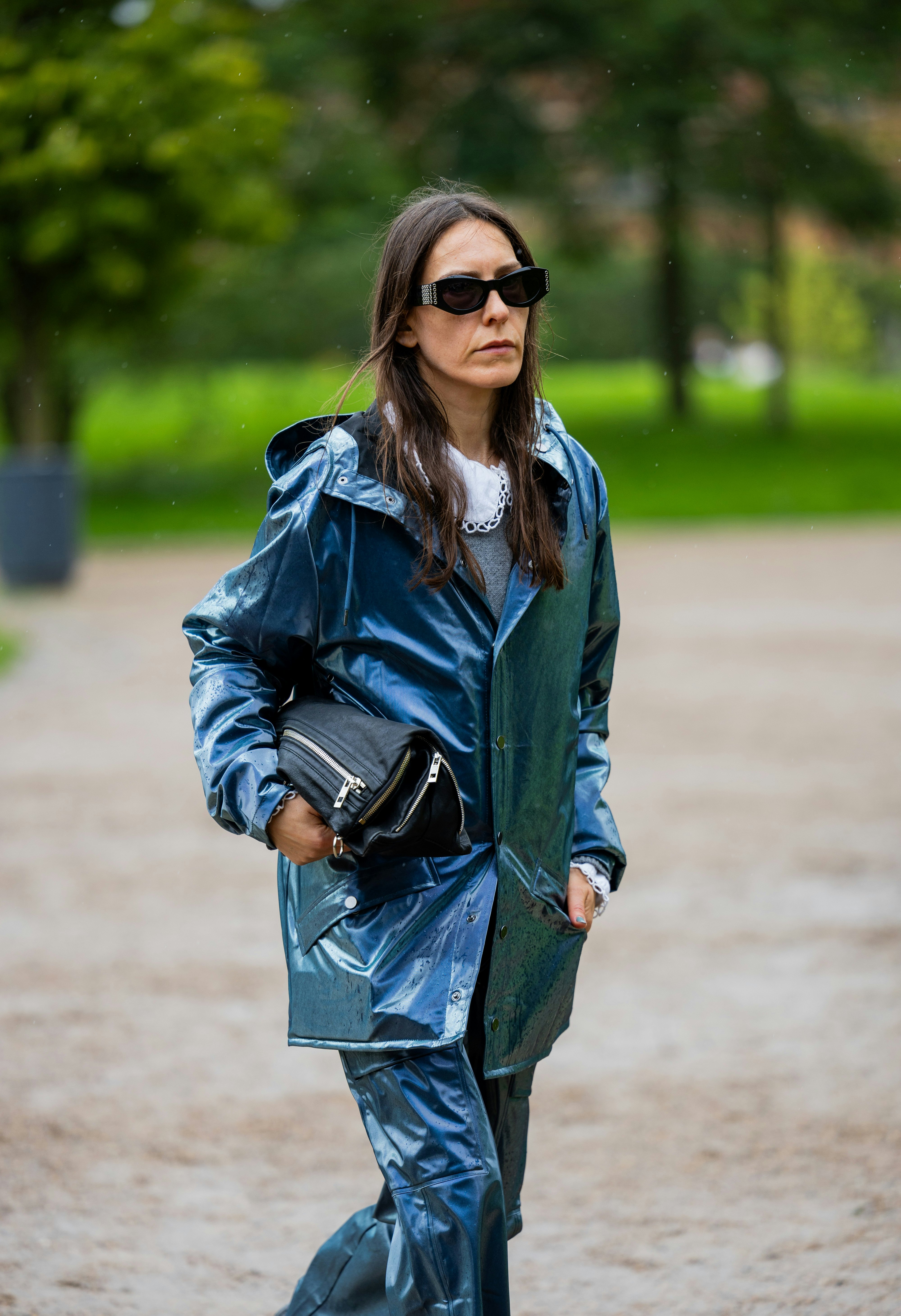 Oversized cotton-blend raincoat