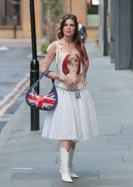 Julia Fox is seen on October 19, 2023 in London, United Kingdom.