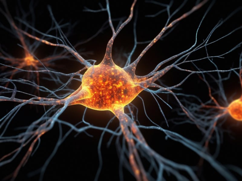 Complex neural network in the brain, depicting the connections between neurons