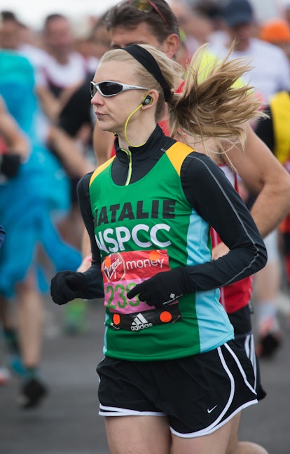 Natalie Dormer runs the Virgin London Marathon 2016.