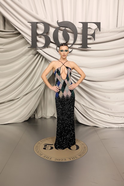 PARIS, FRANCE - SEPTEMBER 30: Emma Chamberlain attends the #BoF500 Gala during Paris Fashion Week at...