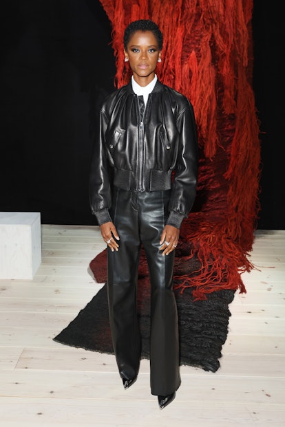 Letitia Wright attends the Alexander McQueen SS24 show during Paris Fashion Week at Le Carreau du Te...