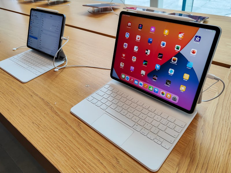 SHANGHAI, CHINA - JUNE 18: An iPad Pro equipped with the M1 chip is on display at an Apple flagship ...