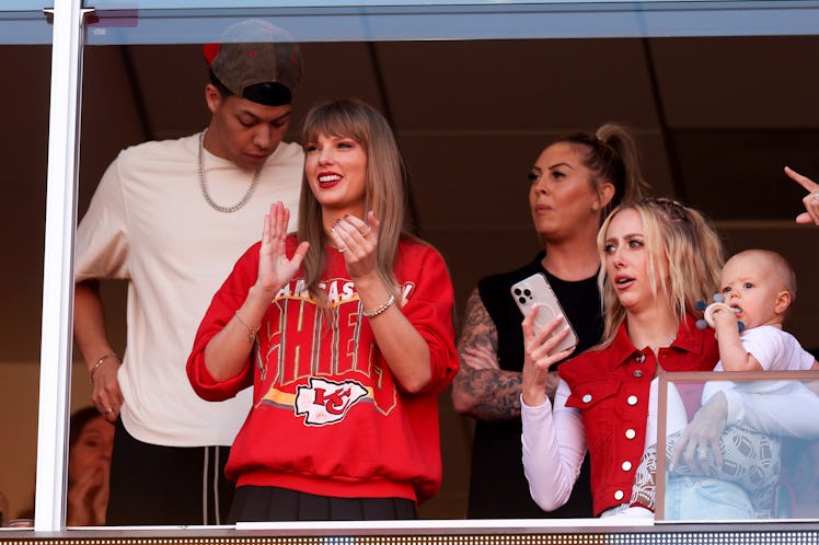 Taylor Swift and Brittany Mahomes at the Los Angeles Chargers versus Kansas City Chiefs game on Oct....