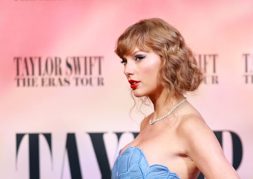 Taylor Swift at the Eras Tour concert film premiere. Photo via Getty Images
