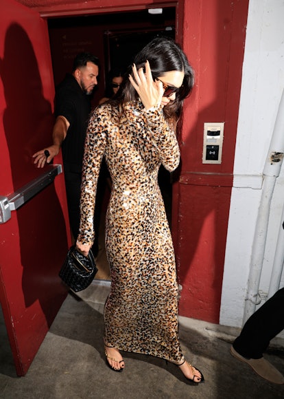 Kylie Jenner Wears Bottega Veneta Snake Print Sandals