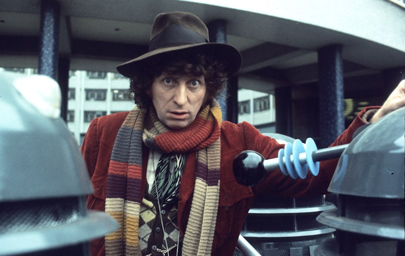 LONDON, ENGLAND - JANUARY 01:  English actor Tom Baker in his role as the fourth incarnation of Doct...
