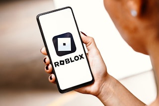 BRAZIL - 2023/05/31: In this photo illustration, the Roblox logo is displayed on a smartphone screen...