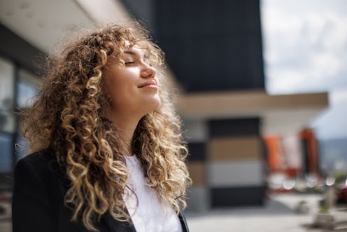 Businesswoman relaxing outdoor