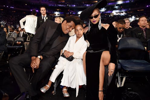 NEW YORK, NY - JANUARY 28: Recording artist Jay Z, daughter Blue Ivy Carter and recording artist Bey...