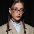 Emma Chamberlain long pigtail braids at Paris Fashion Week ss24