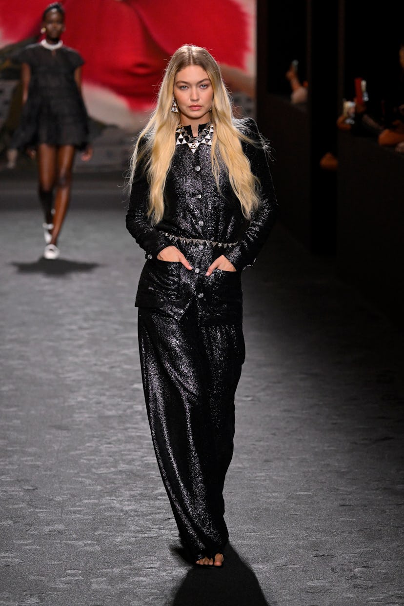 Gigi Hadid walks the runway during the Chanel Womenswear Spring/Summer 2024 show as part of Paris Fa...
