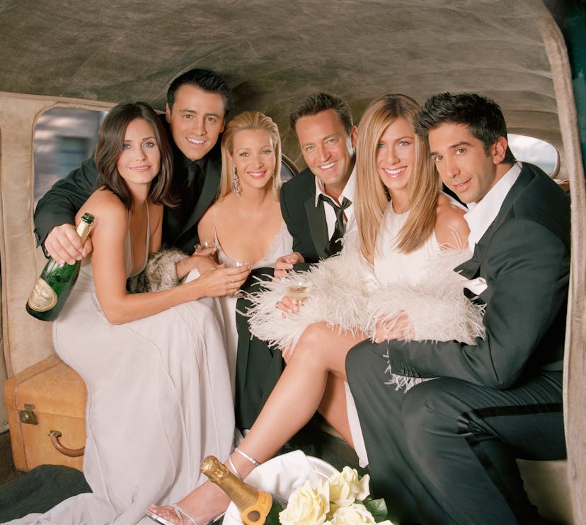 FRIENDS -- Season 10 -- Pictured: Courteney Cox as Monica Geller, Matt LeBlanc as Joey Tribbiani, Li...