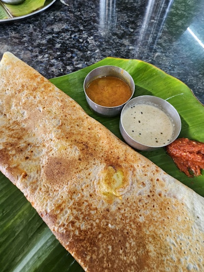 top view of south indian food dosa