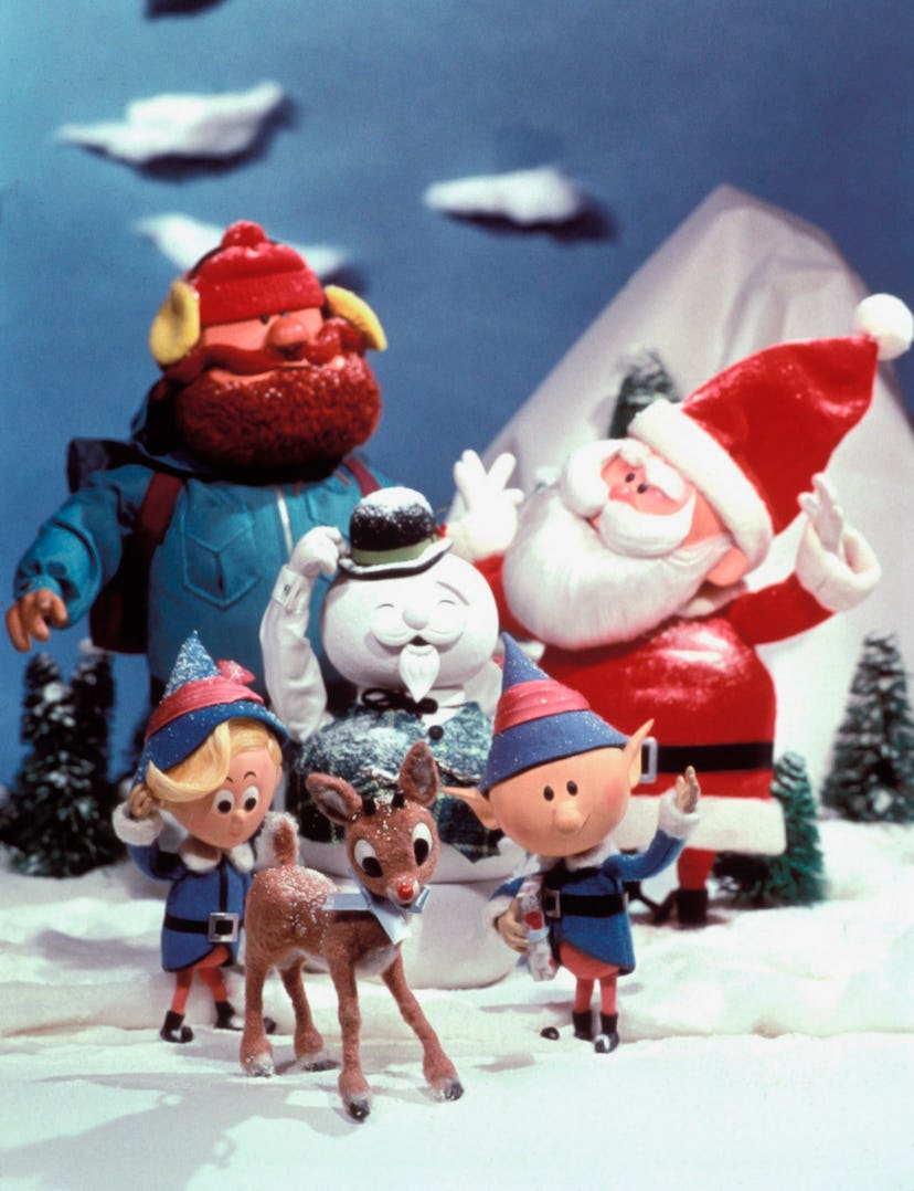 RUDOLPH THE RED-NOSED REINDEER -- Pictured: (l-r) Front Row: Hermey, Rudolph, Head Elf, Yukon Cornel...