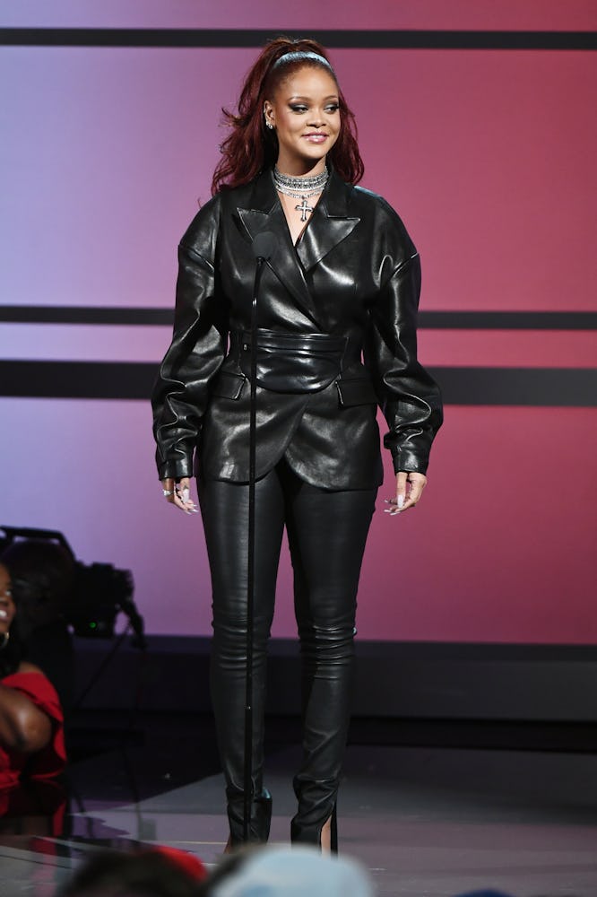 Rihanna leather look