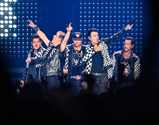 ATLANTA, GEORGIA - JULY 07:   Jonathan Knight, Joey McIntyre, Donnie Wahlberg, Jordan Knight and Dan...