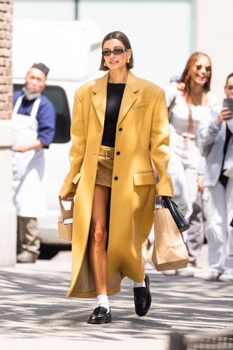 NEW YORK, NEW YORK - MAY 10: Hailey Bieber is seen in Tribeca on May 10, 2023 in New York City. (Pho...