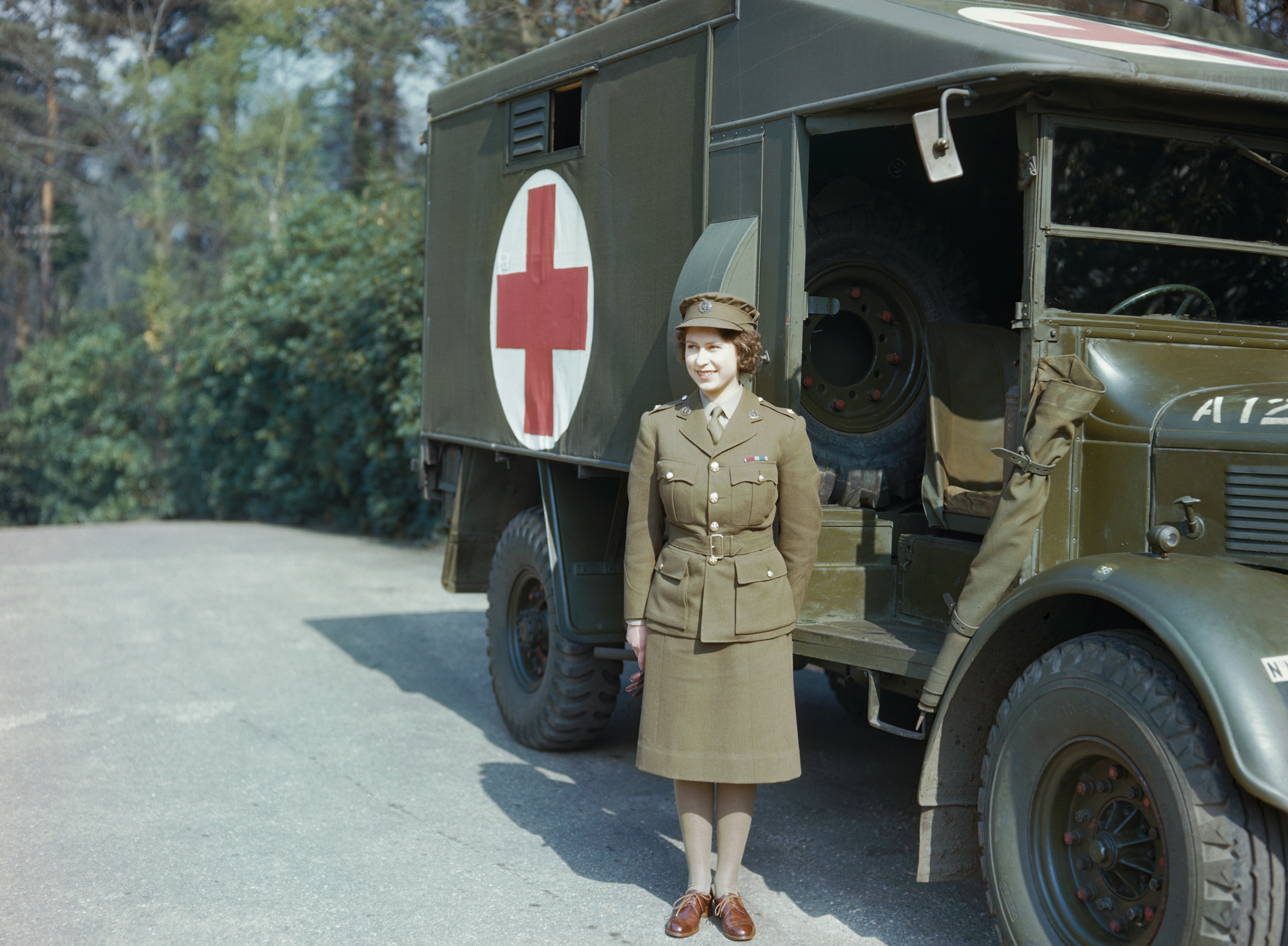 The late Queen Elizabeth serving in the ATS (Auxiliary Territorial Service) during World War II.