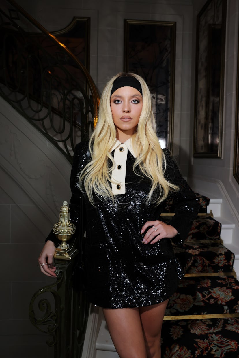 Sydney Sweeney attends the Miu Miu Dinner Party at Laurent as part of the Paris Fashion Week Womensw...