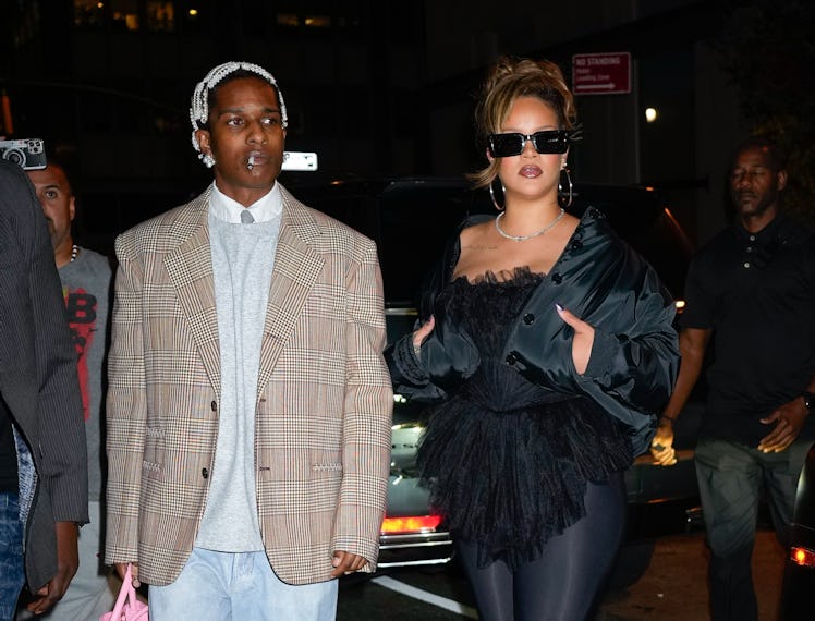 ASAP Rocky and Rihanna go to Carbone for his 34th birthday on October 04, 2023 in New York City.